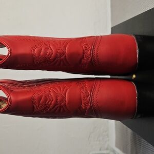 Red Embroidered Kids Boots